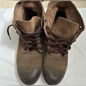 Zigi Girl Brown Leather Lace Up Ankle Boots Size 9M Cap Toe